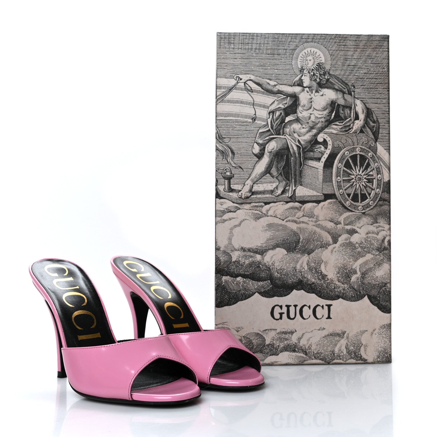 Gucci Polished Calfskin Scarlet Mid Heel Slide Sandals 36 Pink Plexi 10 of 10