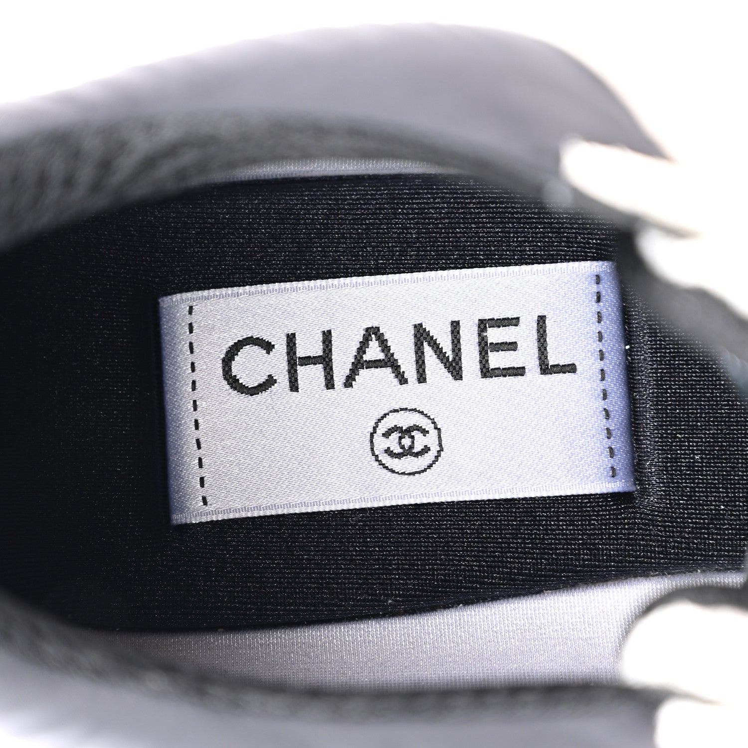 Chanel Mesh Suede Calfskin Grained Calfskin Womens CC Sneakers 39.5 White Black 8 of 12
