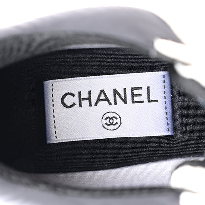 Chanel Mesh Suede Calfskin Grained Calfskin Womens CC Sneakers 39.5 White Black 8 of 12