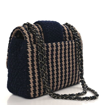 Chanel Tweed Small Elementary Chic Flap Blue Beige 2 of 8
