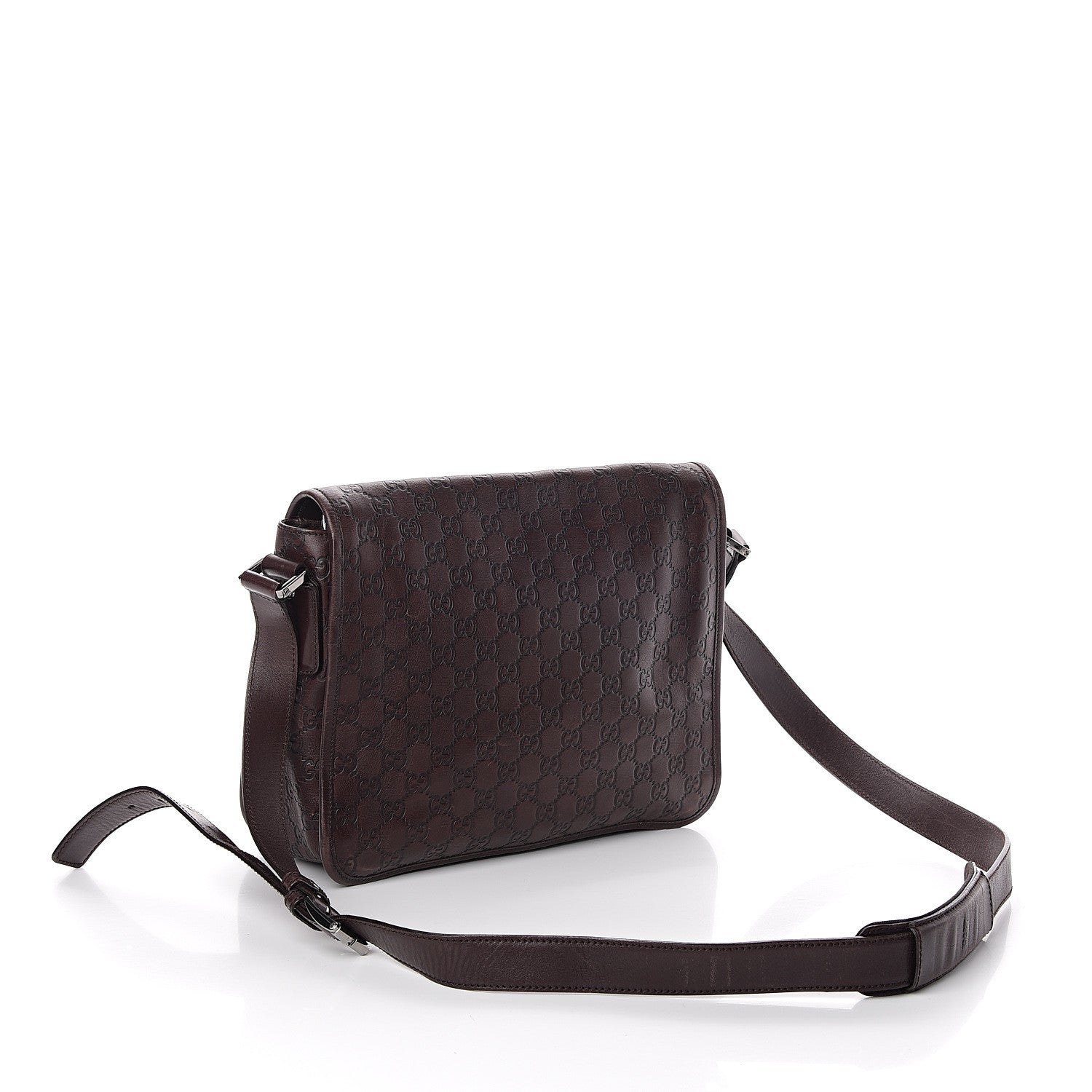 Gucci Guccissima Flap Messenger Bag Dark Brown 2 of 8