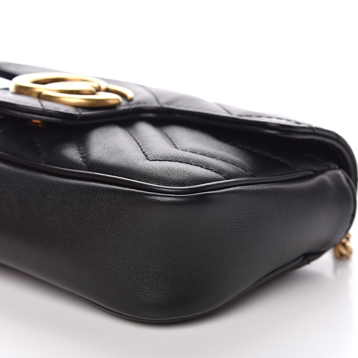 Gucci Calfskin Matelasse Super Mini GG Marmont Shoulder Bag Black 10 of 13