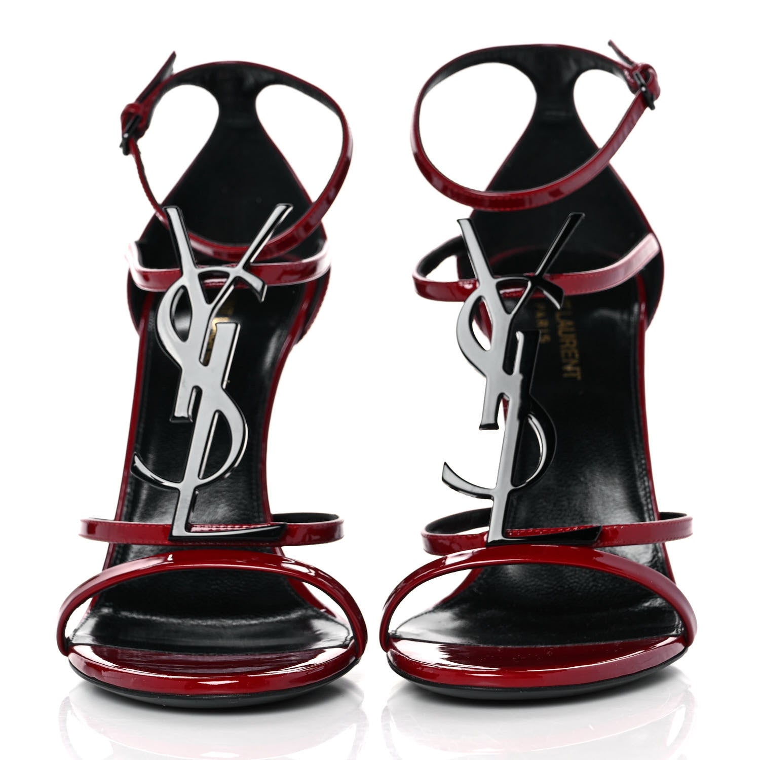 Saint Laurent Patent Calfskin Cassandra 100 Sandals 40 Red Laquer 2 of 9