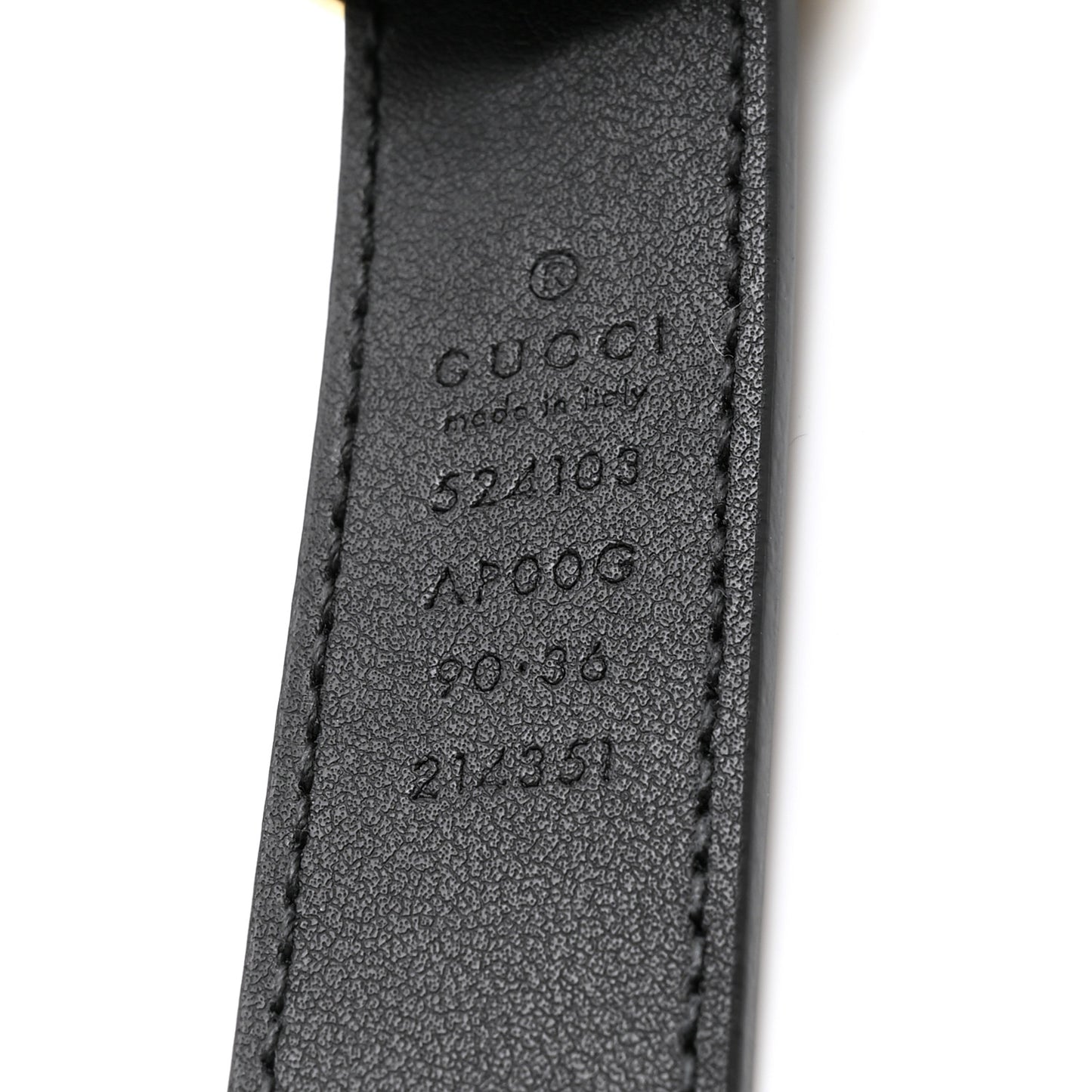 Moon Calfskin Torchon Double G 25mm Belt 90 36 Black