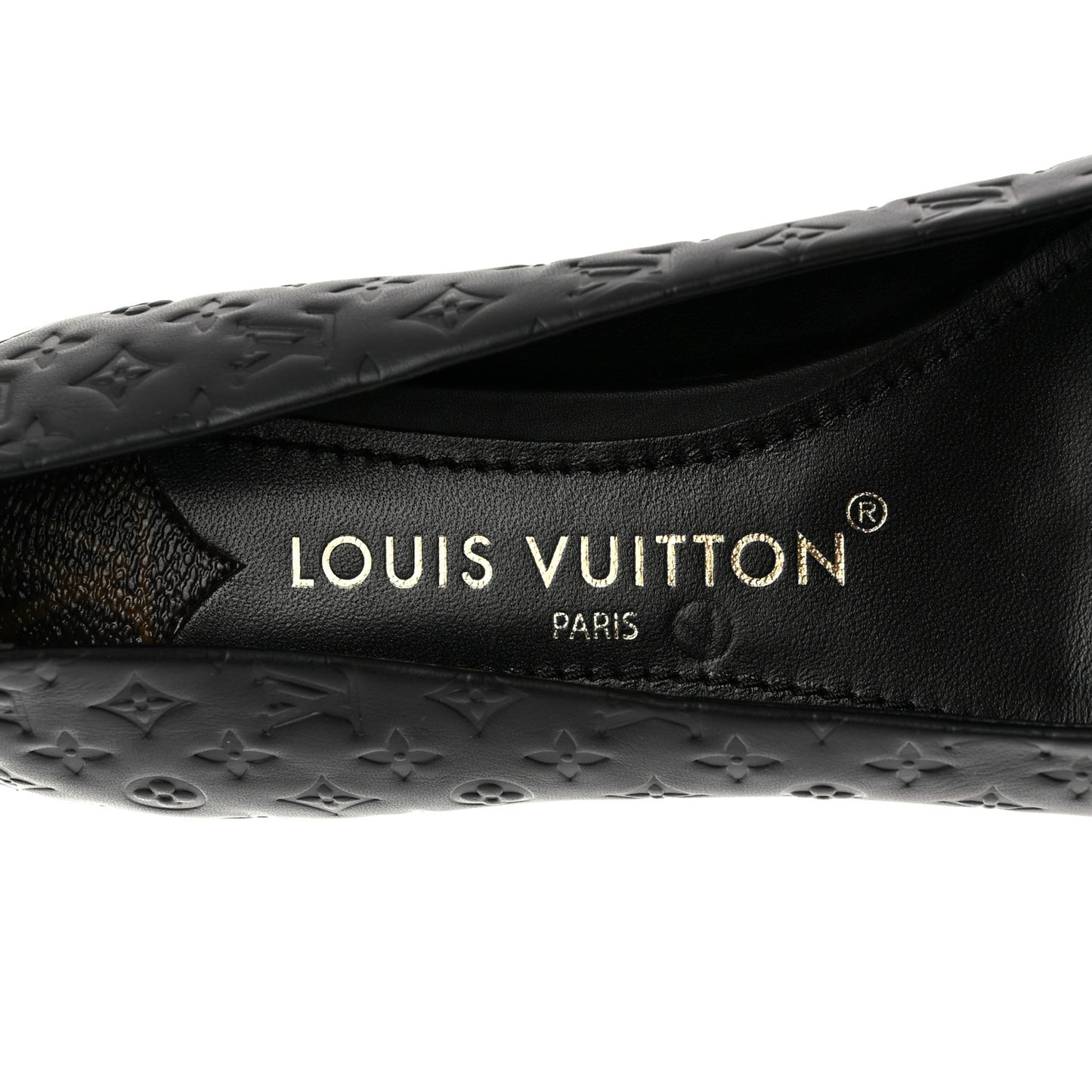Nappa Monogram Embossed Ballet Flats 38 Black