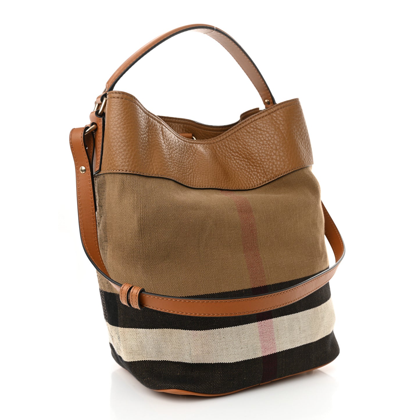 Grainy Calfskin Canvas Mega Check Medium Ashby Tassel Hobo Saddle Brown