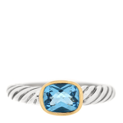 David Yurman Sterling Silver 18K Yellow Gold Blue Topaz 8mm Noblesse Ring 61 9.75 52/6 1 of 4