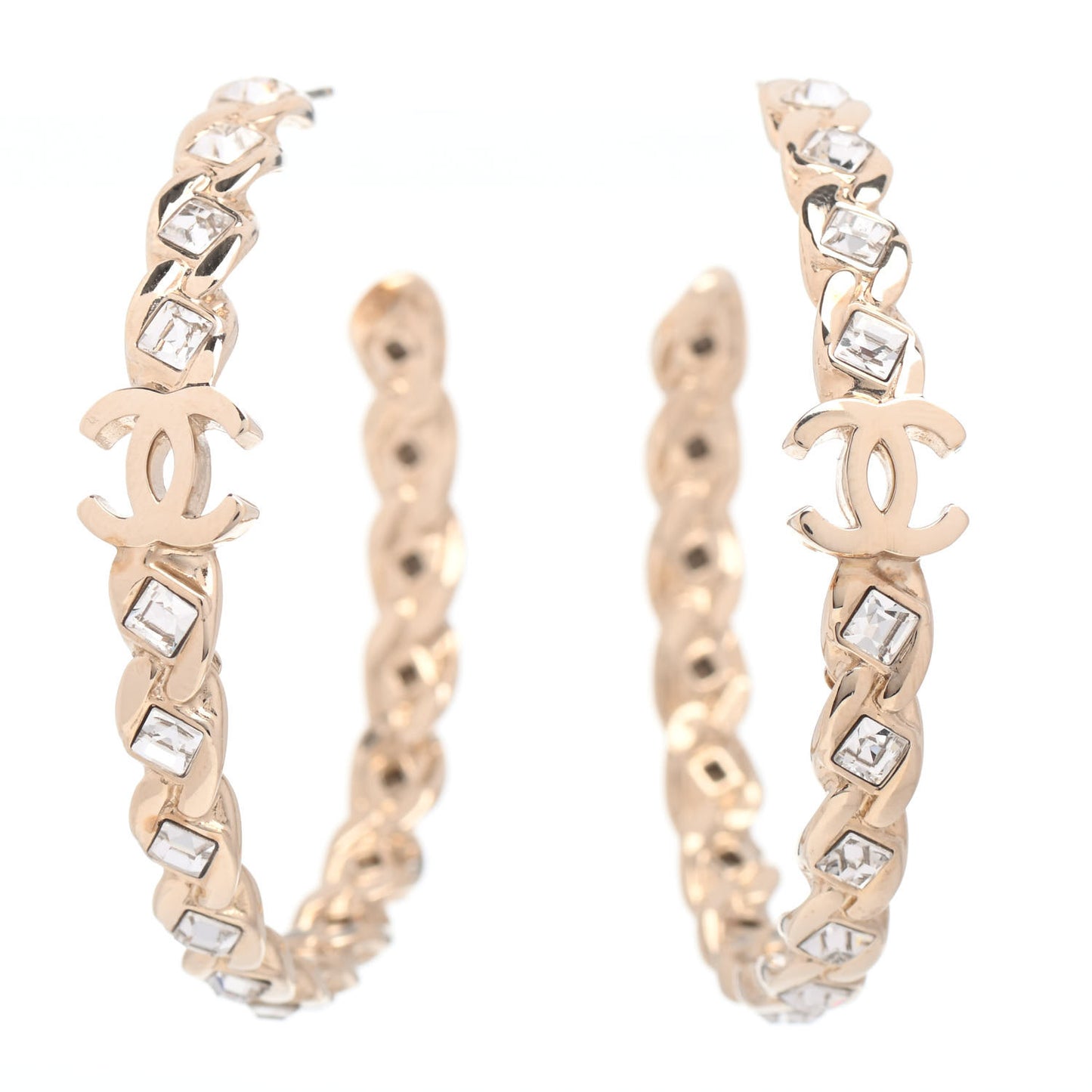 Crystal CC Hoop Earrings Gold