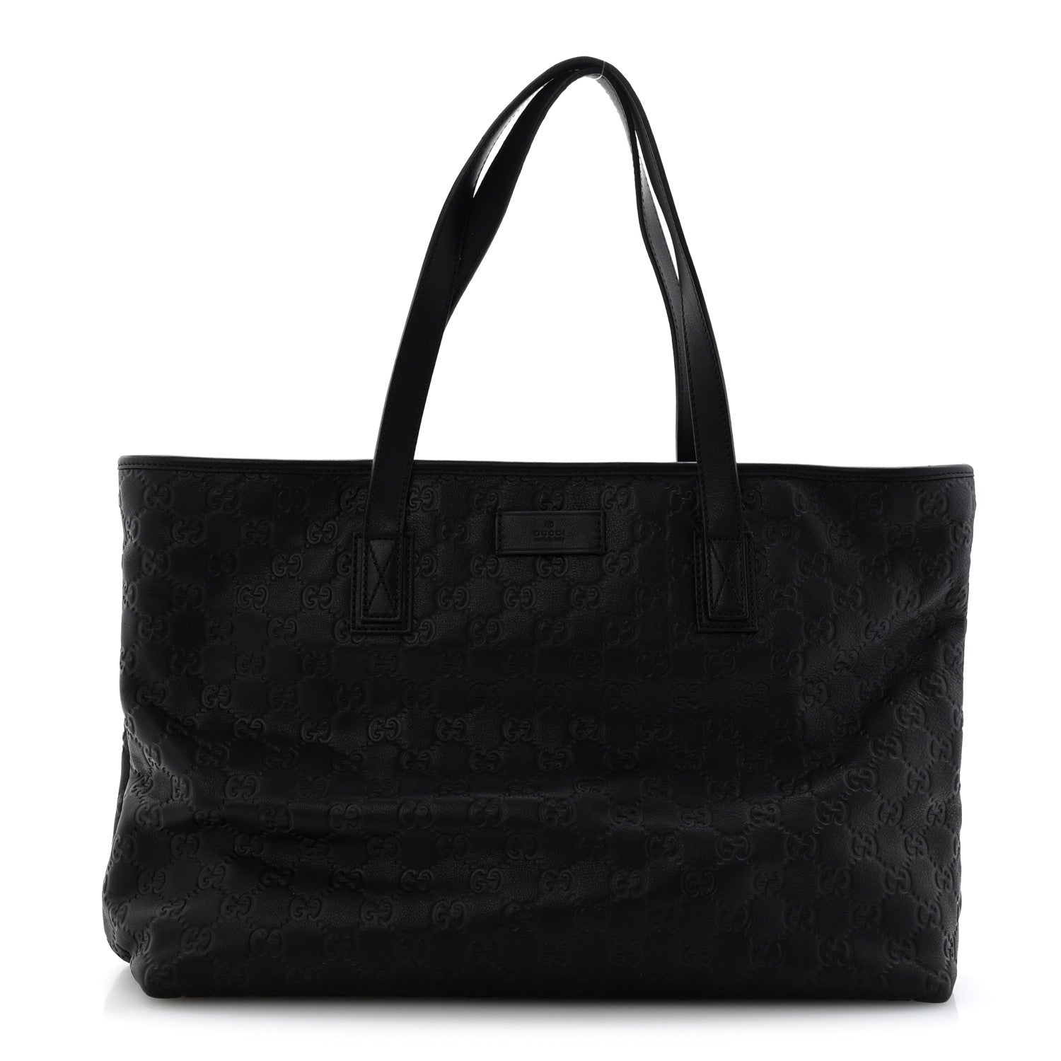 Gucci Guccissima Medium Zippered Shopping Tote Black 1 of 12
