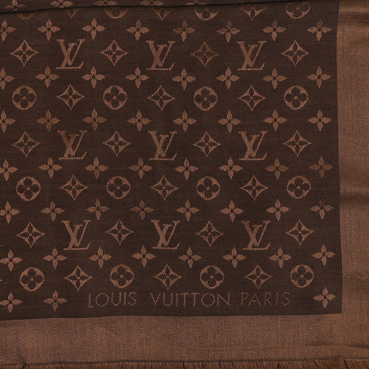 Louis Vuitton Silk Wool Monogram Denim Shawl Chocolate 2 of 3