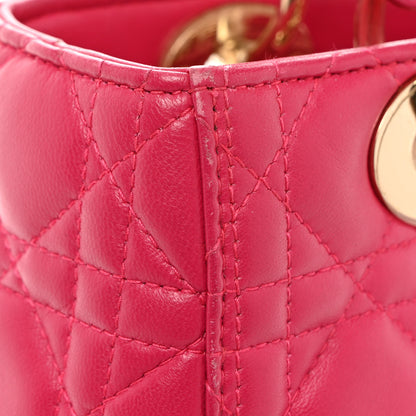 Christian Dior CHRISTIAN DIOR Lambskin Cannage Medium Lady Dior Fuchsia 12 of 12