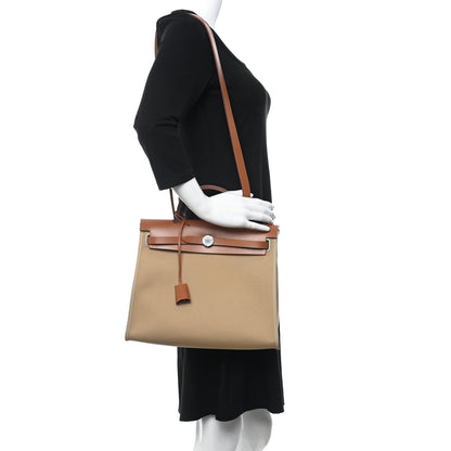 Hermes Vache Hunter Toile Herbag Zip 31 PM Trench Beton 3 of 13