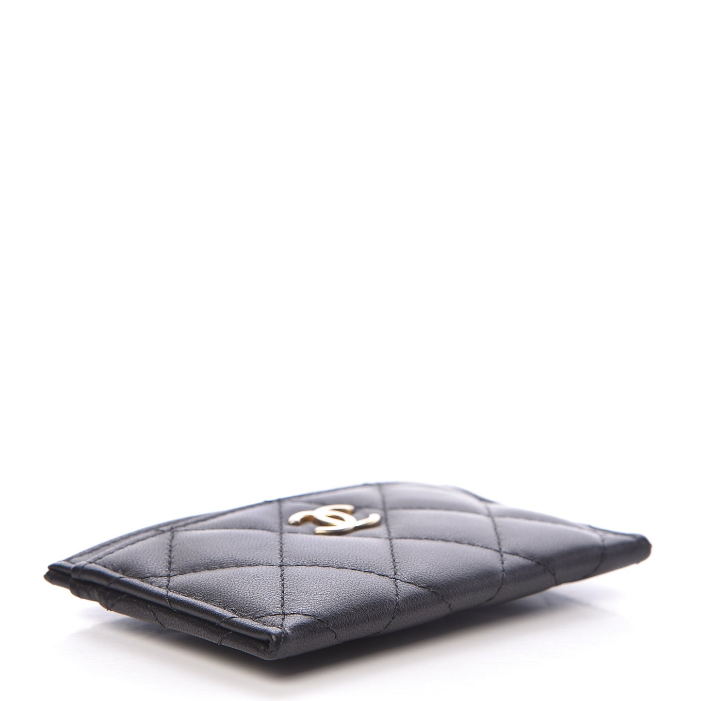 Lambskin Quilted Card Holder Black