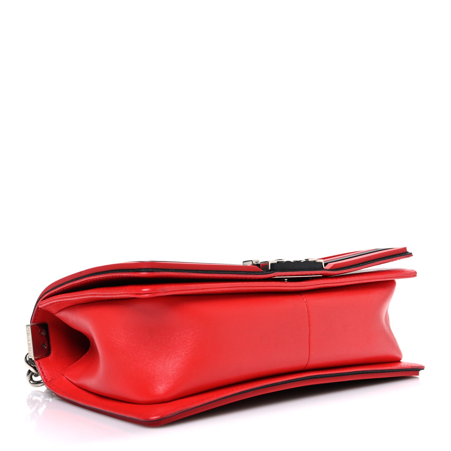 Lambskin Rubber Quilted Medium Two Tone Boy Flap Red Black