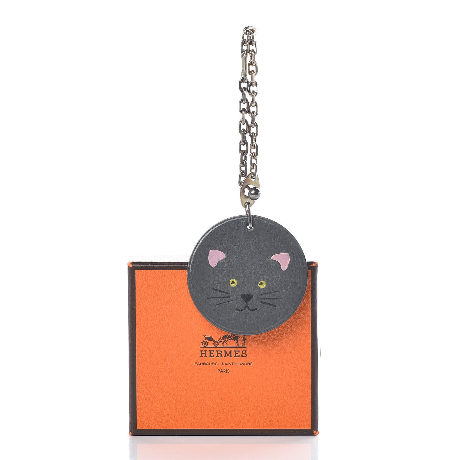 Hermes Veau Box Kitty Cat Key Chain Bag Charm 4 of 4