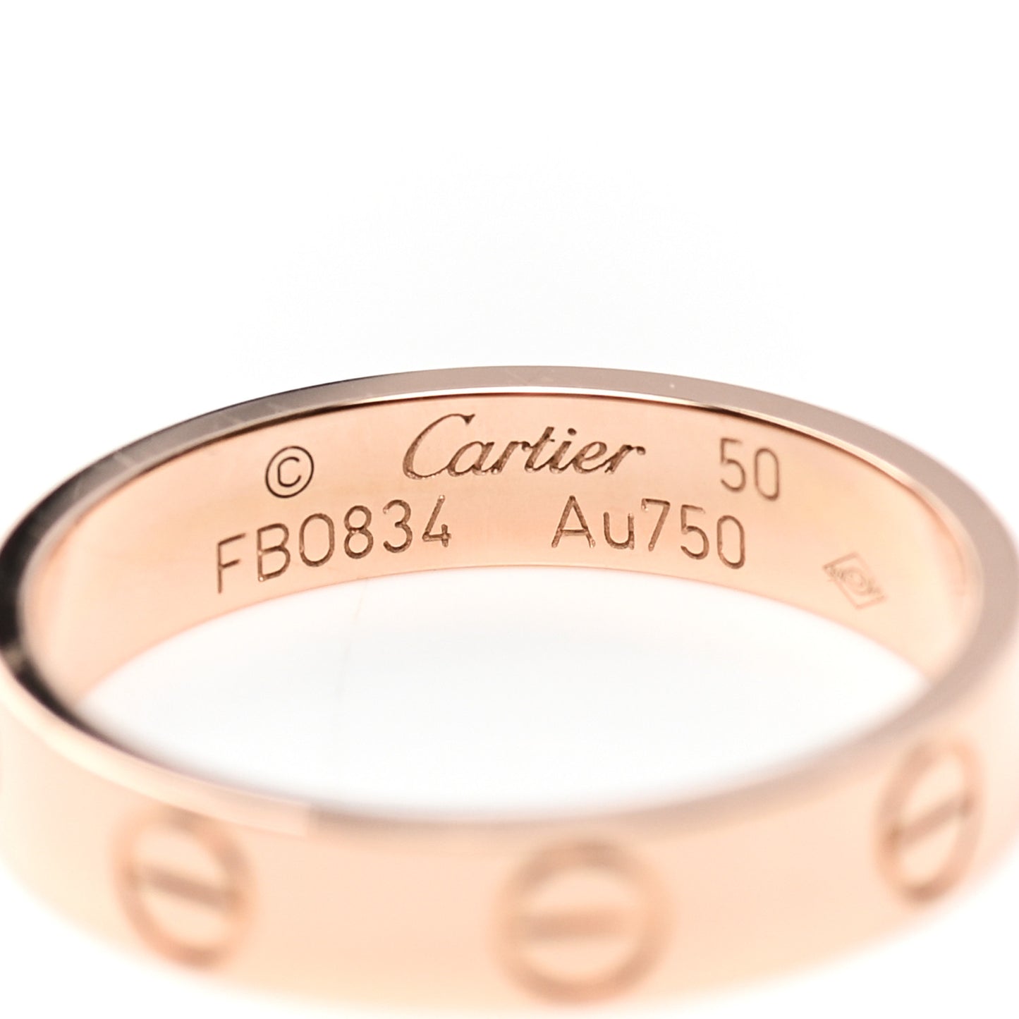 18K Pink Gold 3.5mm LOVE Wedding Band Ring 50 5.25