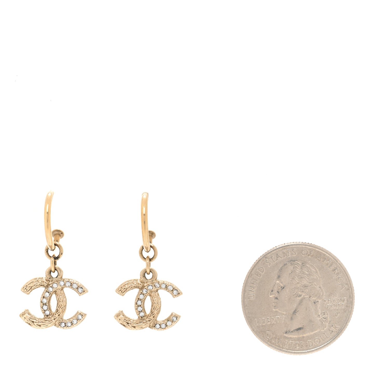 Crystal CC Drop Earrings Gold