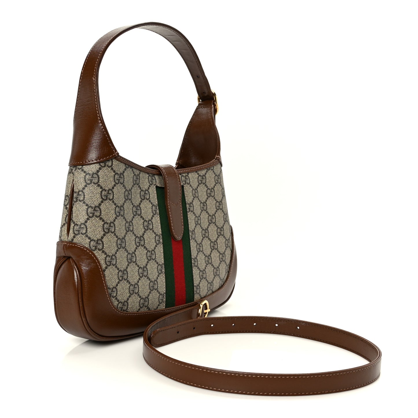 GG Supreme Monogram Azalea Calfskin Web Small Jackie 1961 Hobo Beige Ebony Brown Sugar Beige Ebony Brown Sugar