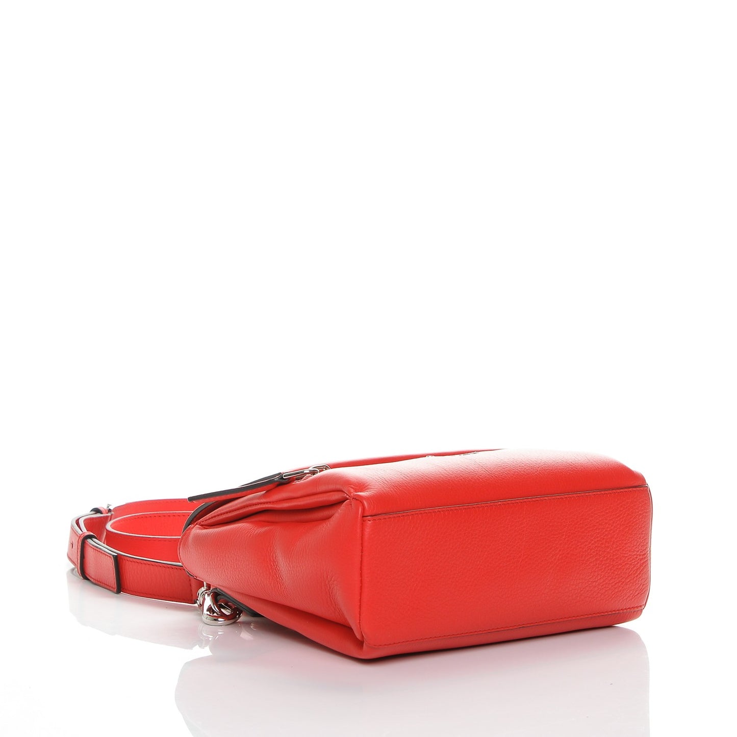 Waxy Grained Calfskin Mini Pandora Pure Flap Bag Red