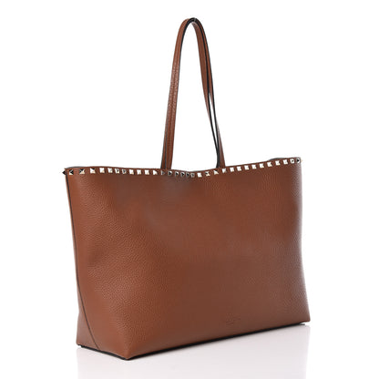 Valentino Garavani Grained Calfskin Rockstud Shoulder Tote Bright Cognac 3 of 9