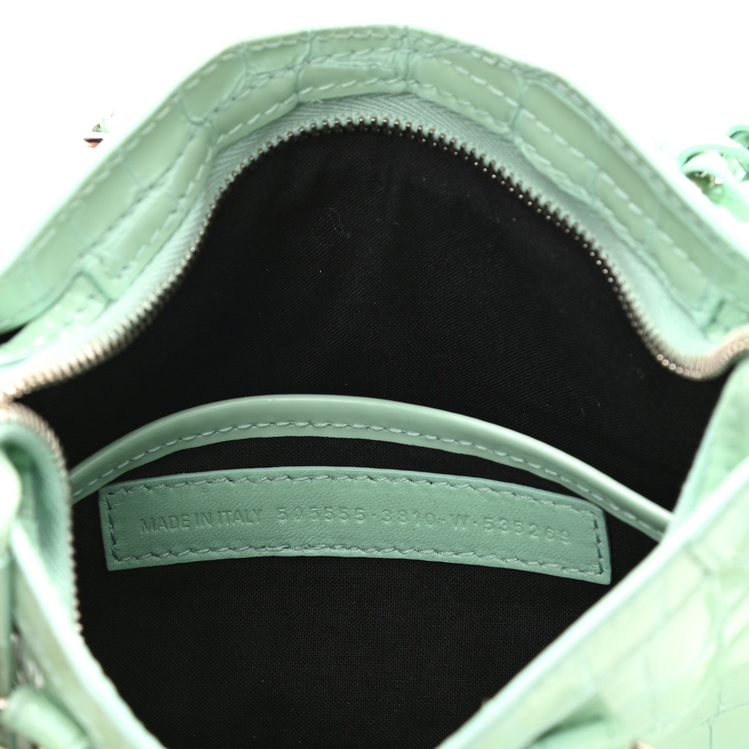 Balenciaga Patent Crocodile Embossed Classic Silver Hardware Nano City Light Green 7 of 10