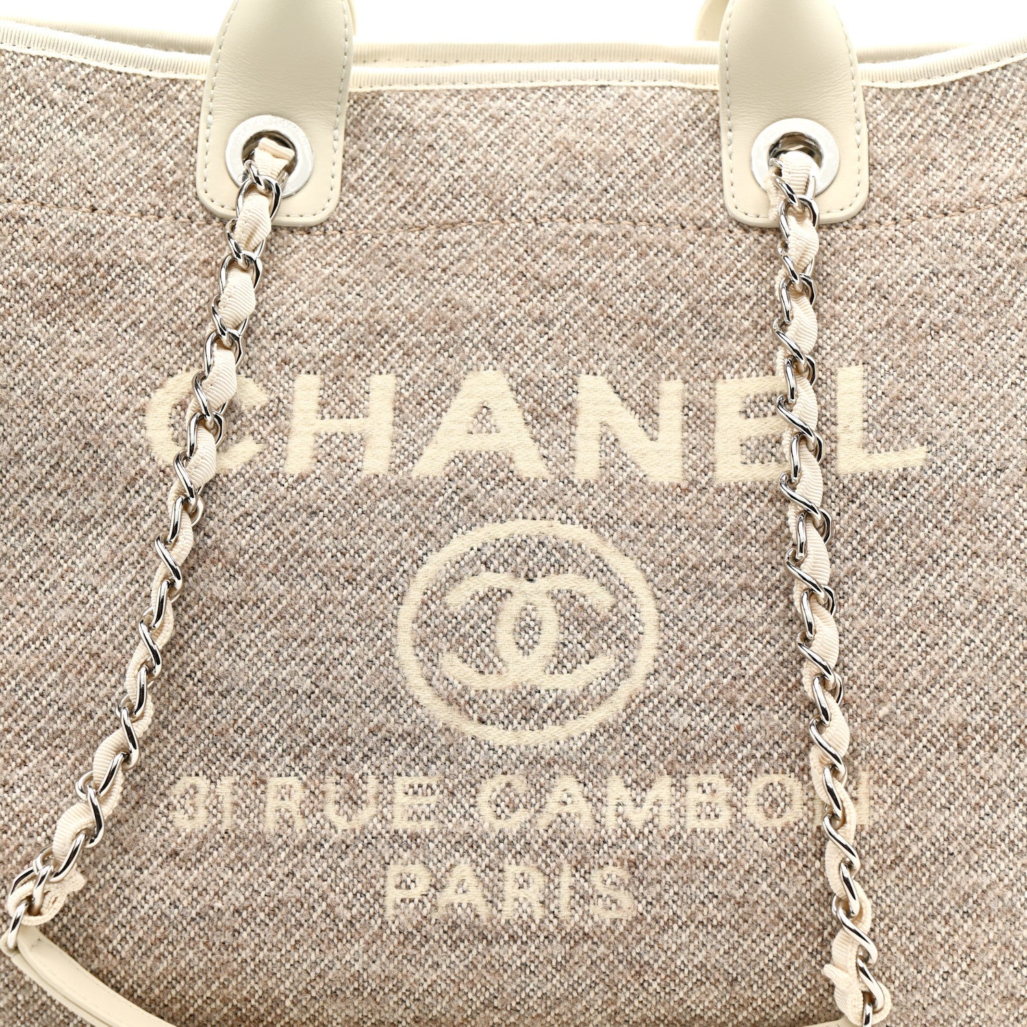 Chanel Mixed Fibers Calfskin Medium Deauville Tote Light Grey 8 of 10