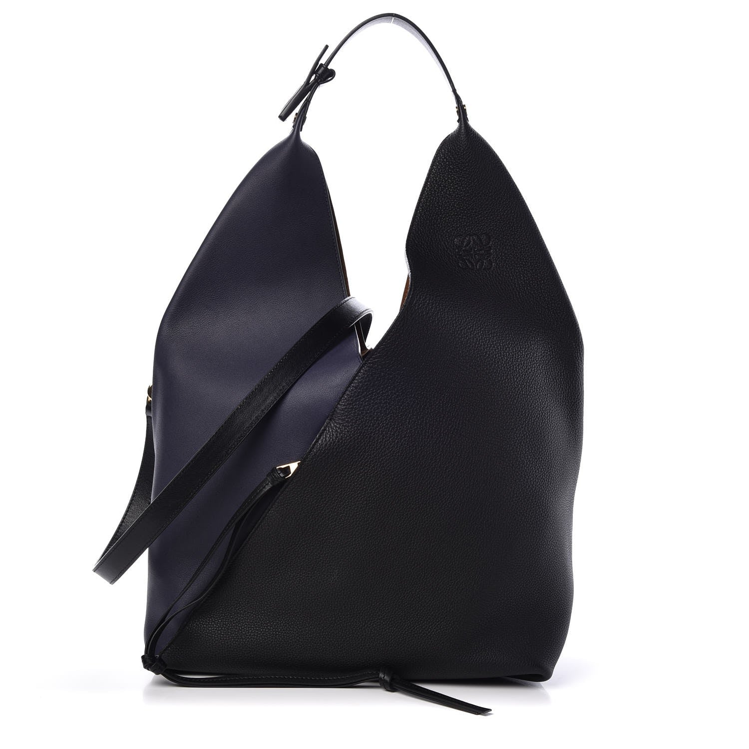 Loewe Grained Calfskin Colorblock Sling Hobo Midnight Blue Black 1 of 7