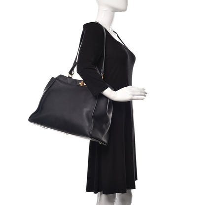 Fendi Vitello Dolce Marmol Large Peekaboo Iconic Satchel Blue Notte 2 of 14