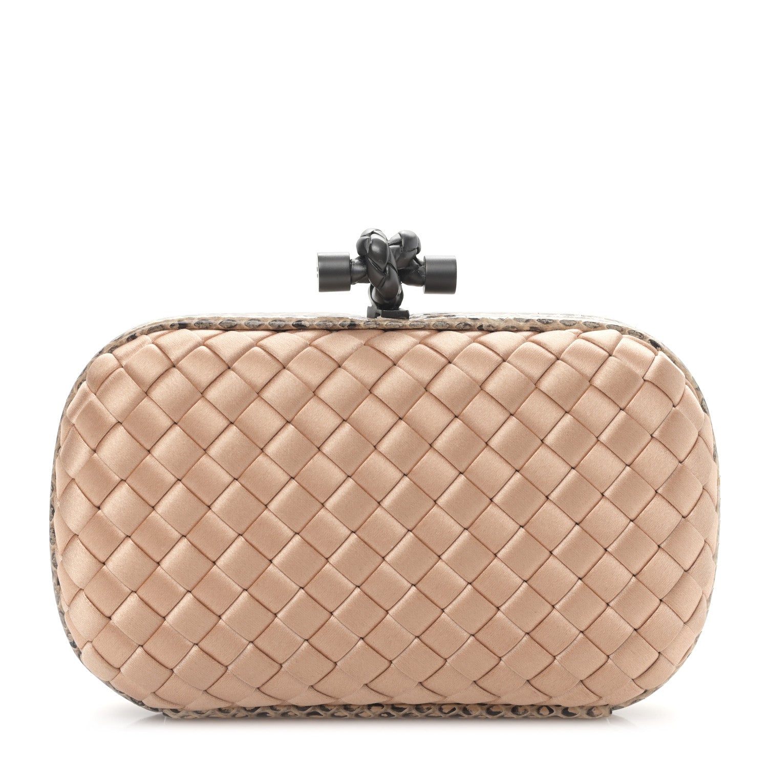 Bottega Veneta Satin Intreccio Impero Ayers Knot Clutch Flamingo 1 of 8