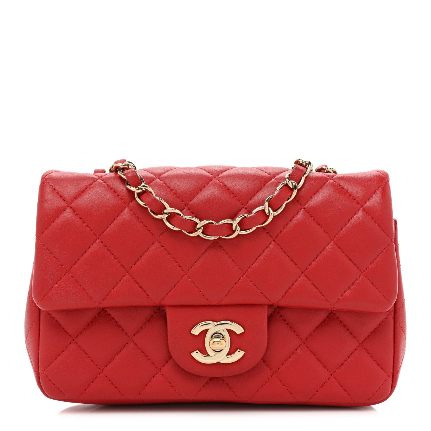 Chanel Lambskin Quilted Mini Rectangular Flap Red 1 of 16