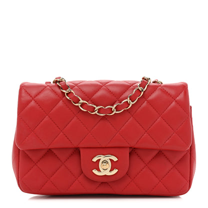 Chanel Lambskin Quilted Mini Rectangular Flap Red 1 of 16