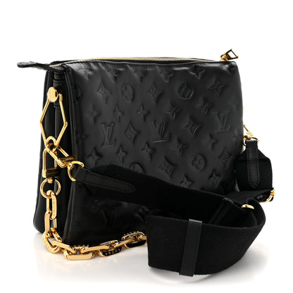 Louis Vuitton Lambskin Embossed Monogram Coussin PM Black 5 of 19