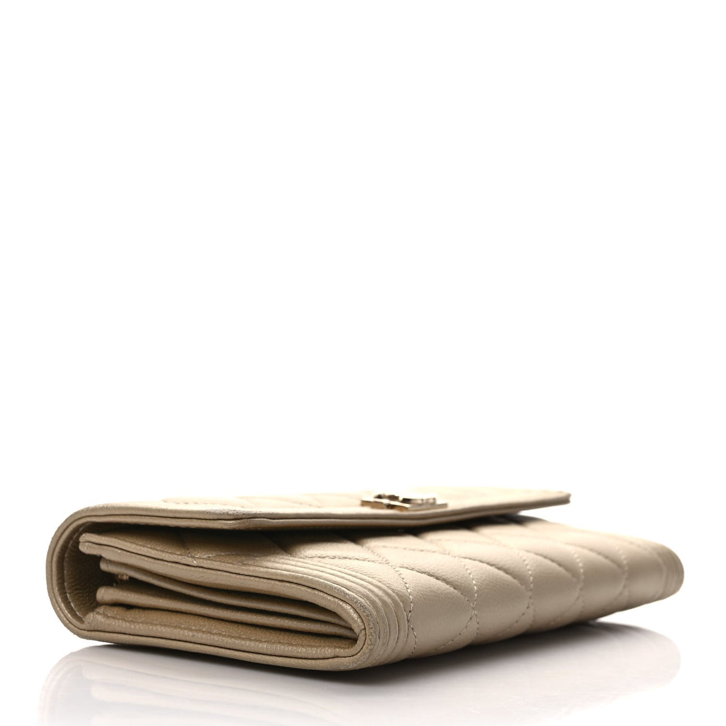 Metallic Caviar Quilted Large Boy Gusset Flap Wallet Gold