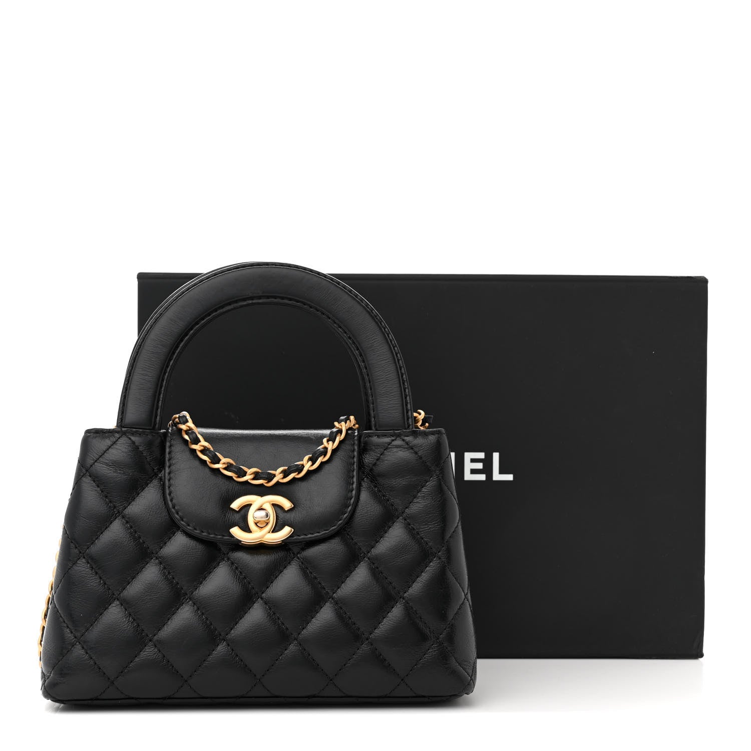 Chanel Shiny Aged Calfskin Quilted Nano Kelly Shopper Black 14 of 14