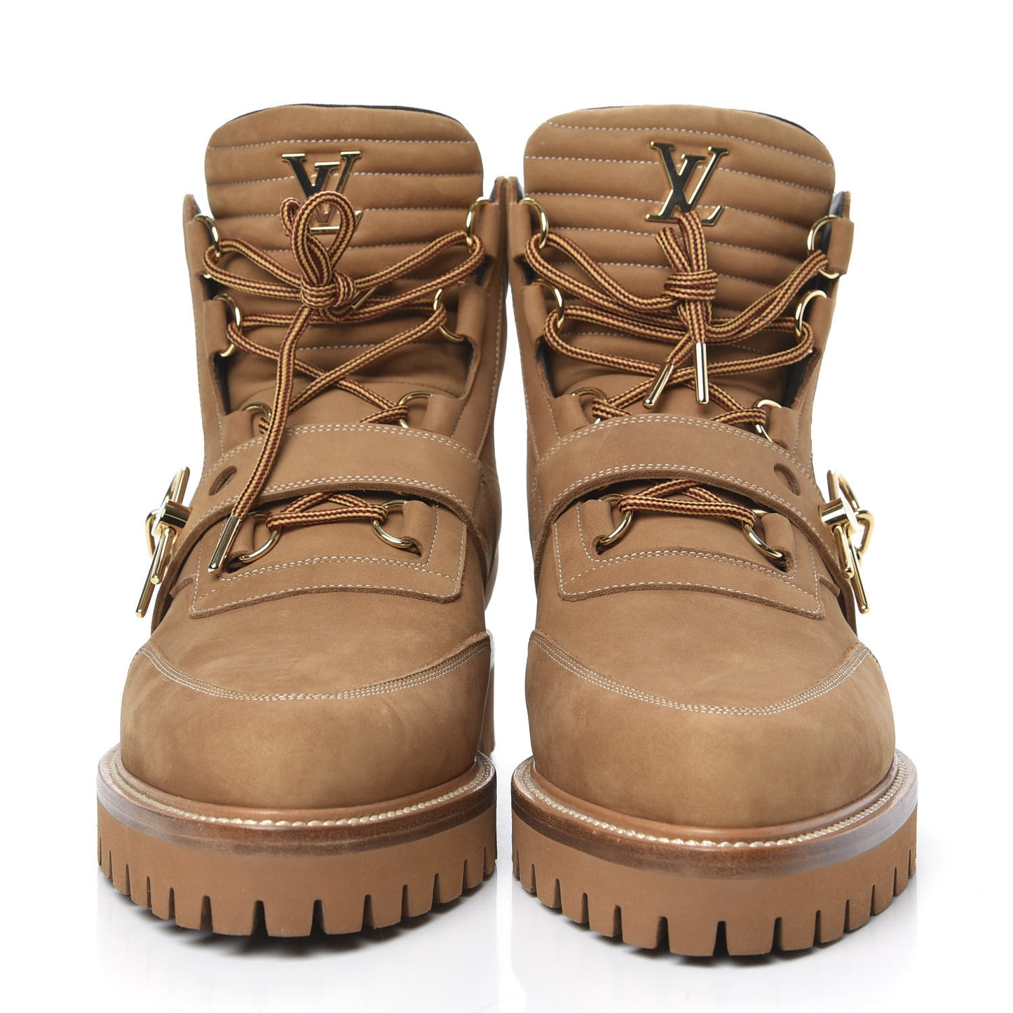 Suede Calfskin Monogram Mens Creeper Ankle Boots 8 Beige