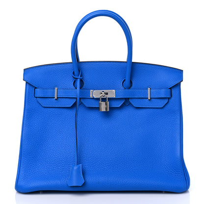 Hermes Taurillon Clemence BIRKIN 35 Bleu Hydra 1 of 11
