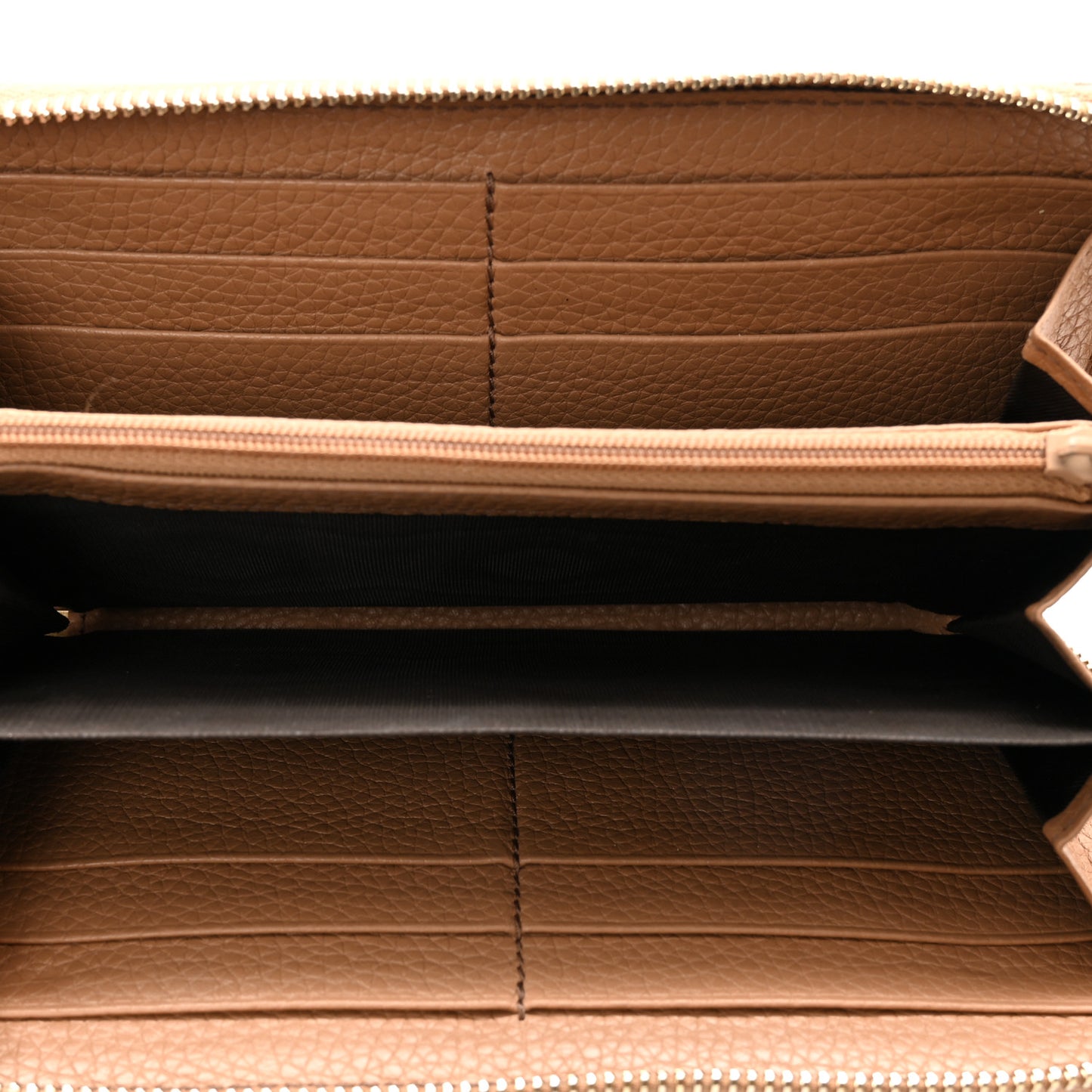 Pebbled Calfskin Soho Zip Around Wallet Camelia