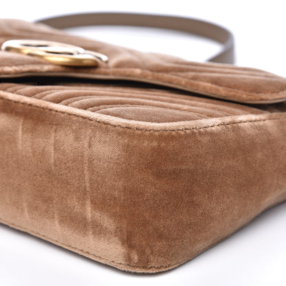 Gucci Velvet Matelasse Small GG Marmont Shoulder Bag Taupe 13 of 13