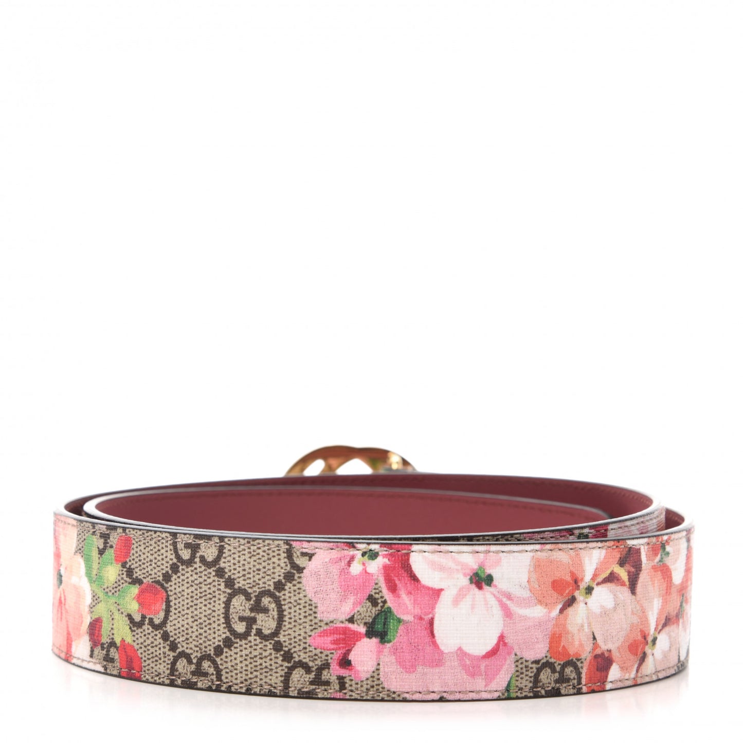 GG Supreme Monogram Blooms Moon Calfskin Interlocking G 37mm Belt 100 40 Beige Ebony Multicolor Dry Rose