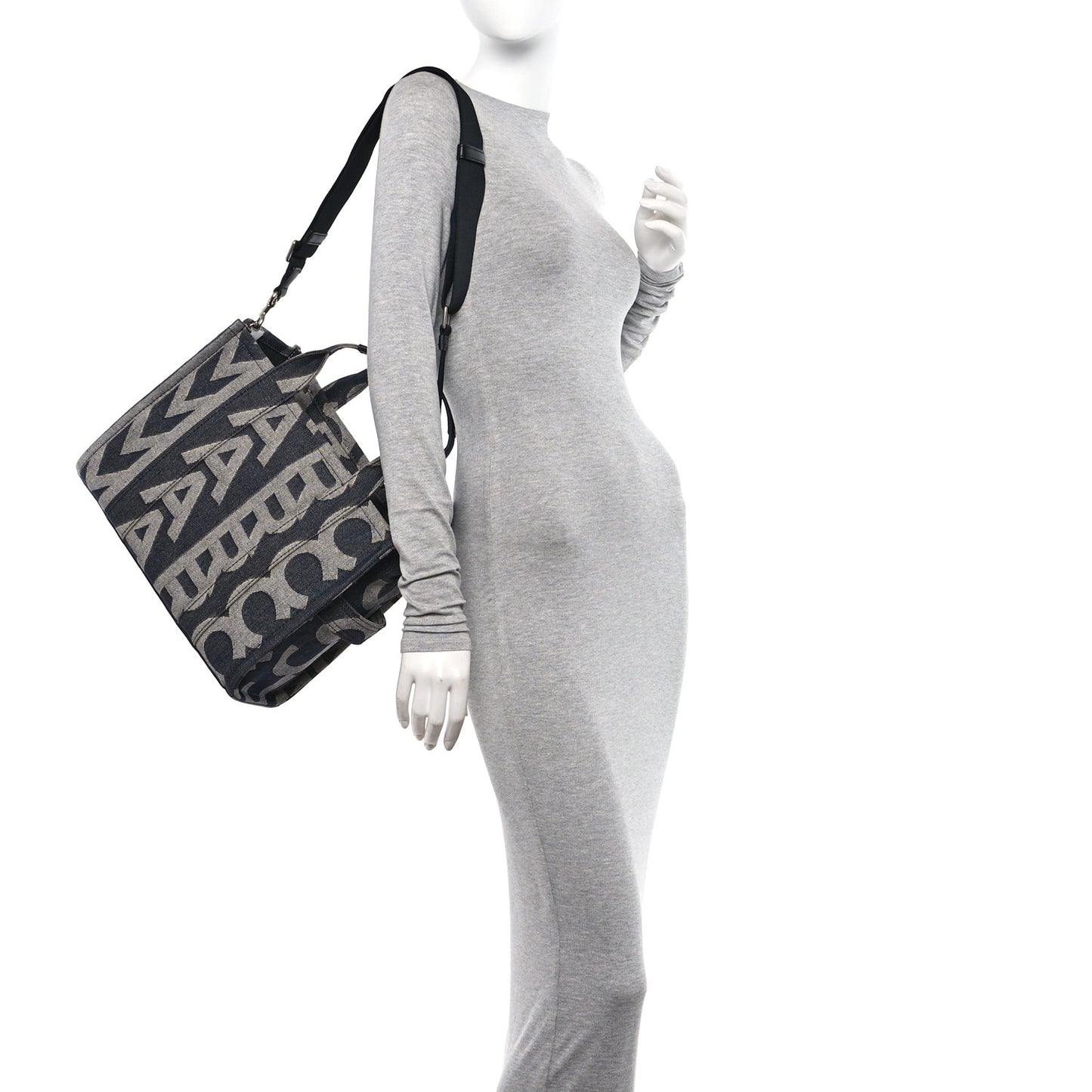 Denim Jacquard Medium The Monogram Tote Bag Denim Blue