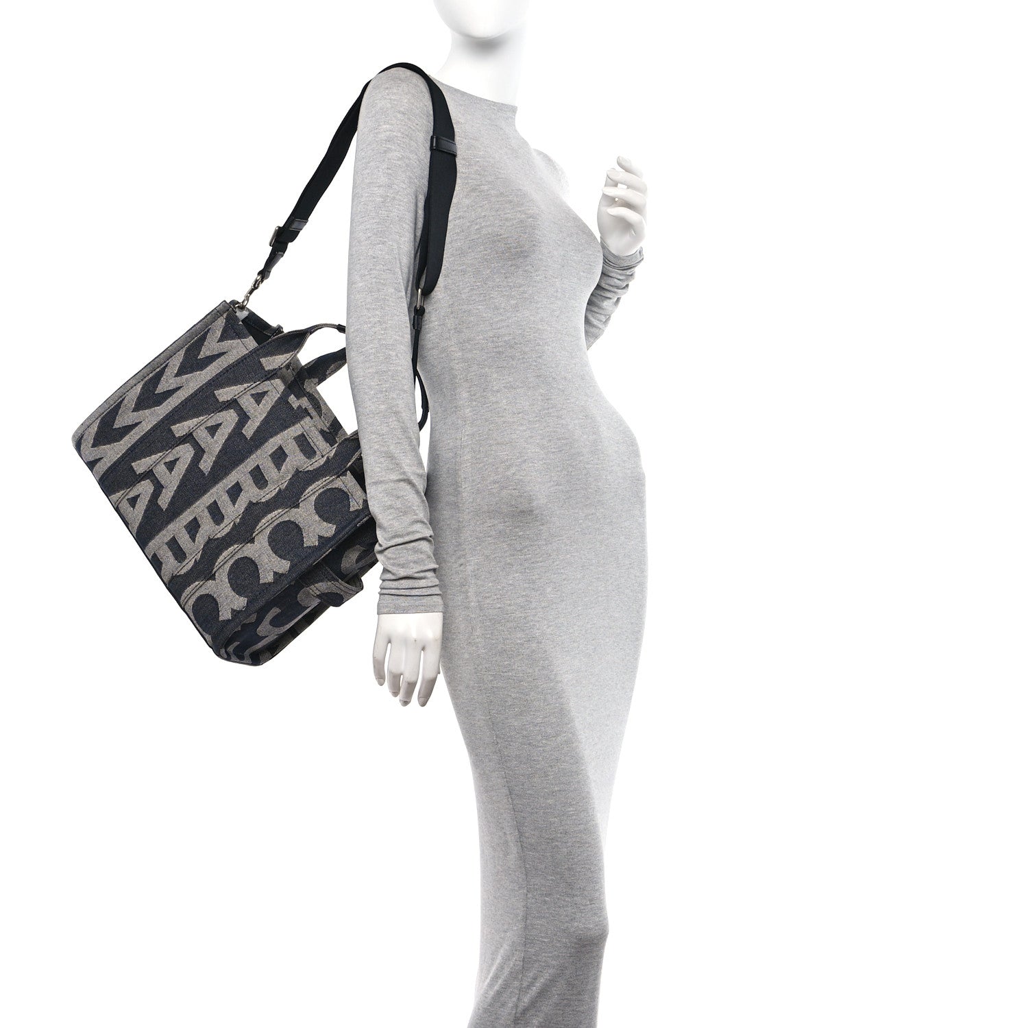 Marc Jacobs Denim Jacquard Medium The Monogram Tote Bag Denim Blue 2 of 10