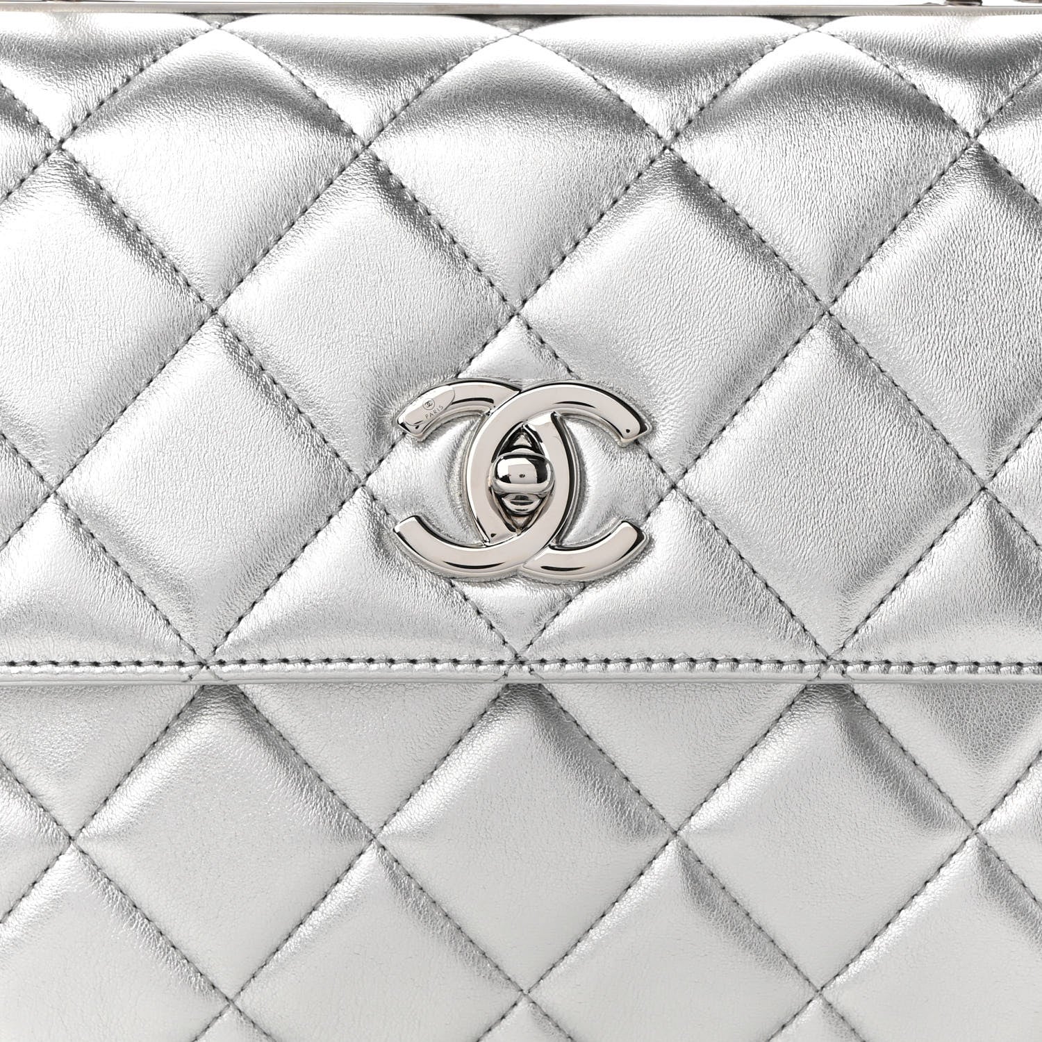 Chanel Metallic Lambskin Quilted Small Trendy CC Flap Dual Handle Bag Silver 8 of 10