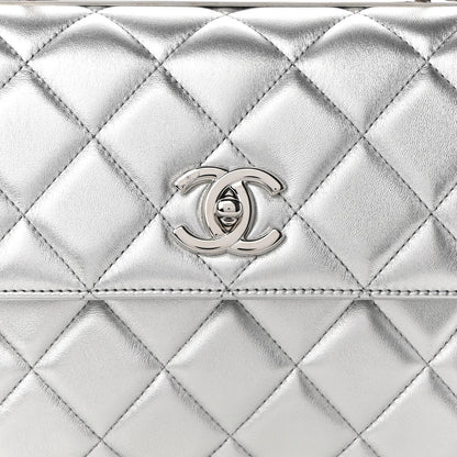 Chanel Metallic Lambskin Quilted Small Trendy CC Flap Dual Handle Bag Silver 8 of 10