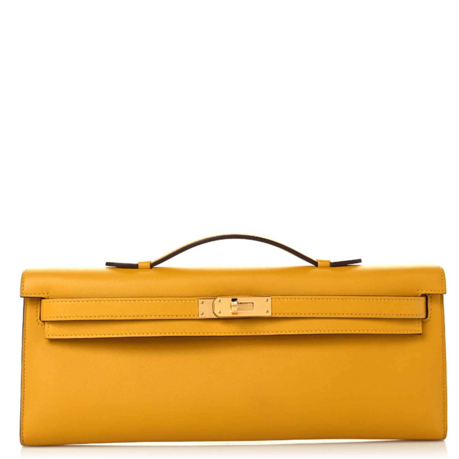 Hermes Swift Kelly Cut Clutch Pochette Jaune Ambre 1 of 7