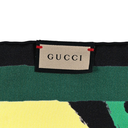 Gucci Silk Twill Jaqueline Square Scarf Black Yellow 4 of 4