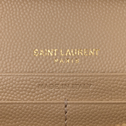 Saint Laurent Grain De Poudre Matelasse Chevron Monogram Chain Wallet Nude Powder 6 of 10