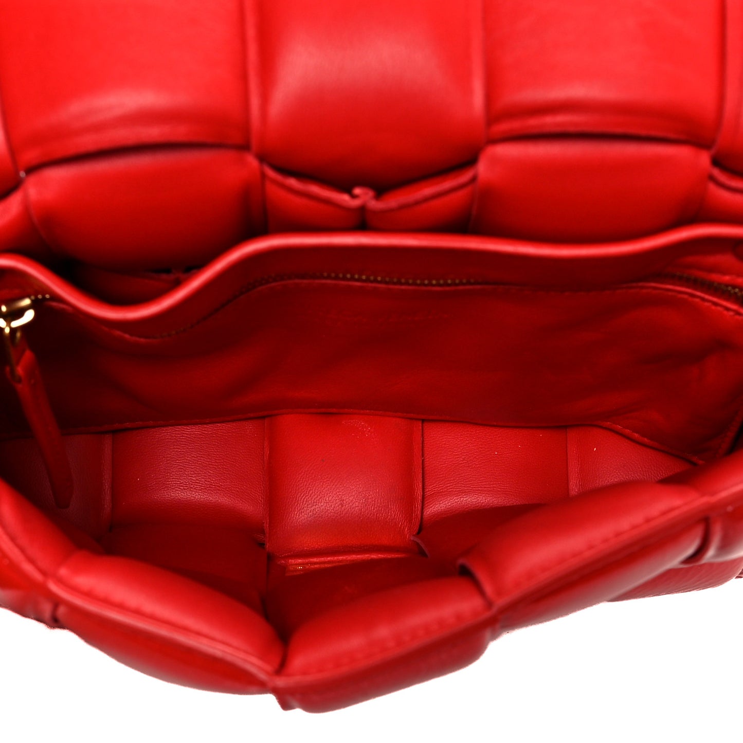 Textured Deerskin Maxi Intrecciato Padded Cassette Crossbody Bag Chili