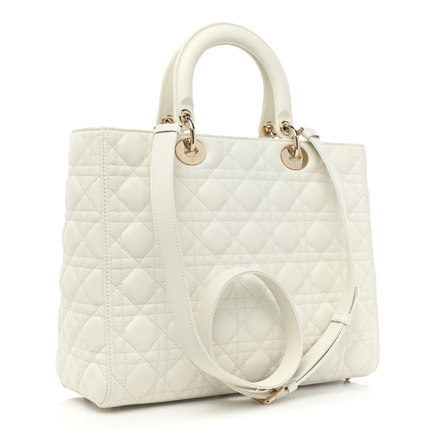 Christian Dior Lambskin Cannage Large Lady Dior White 2 of 7