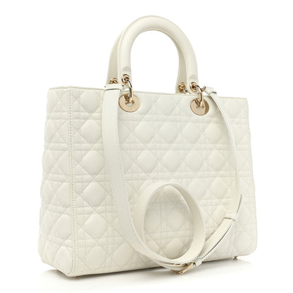Christian Dior Lambskin Cannage Large Lady Dior White 2 of 7