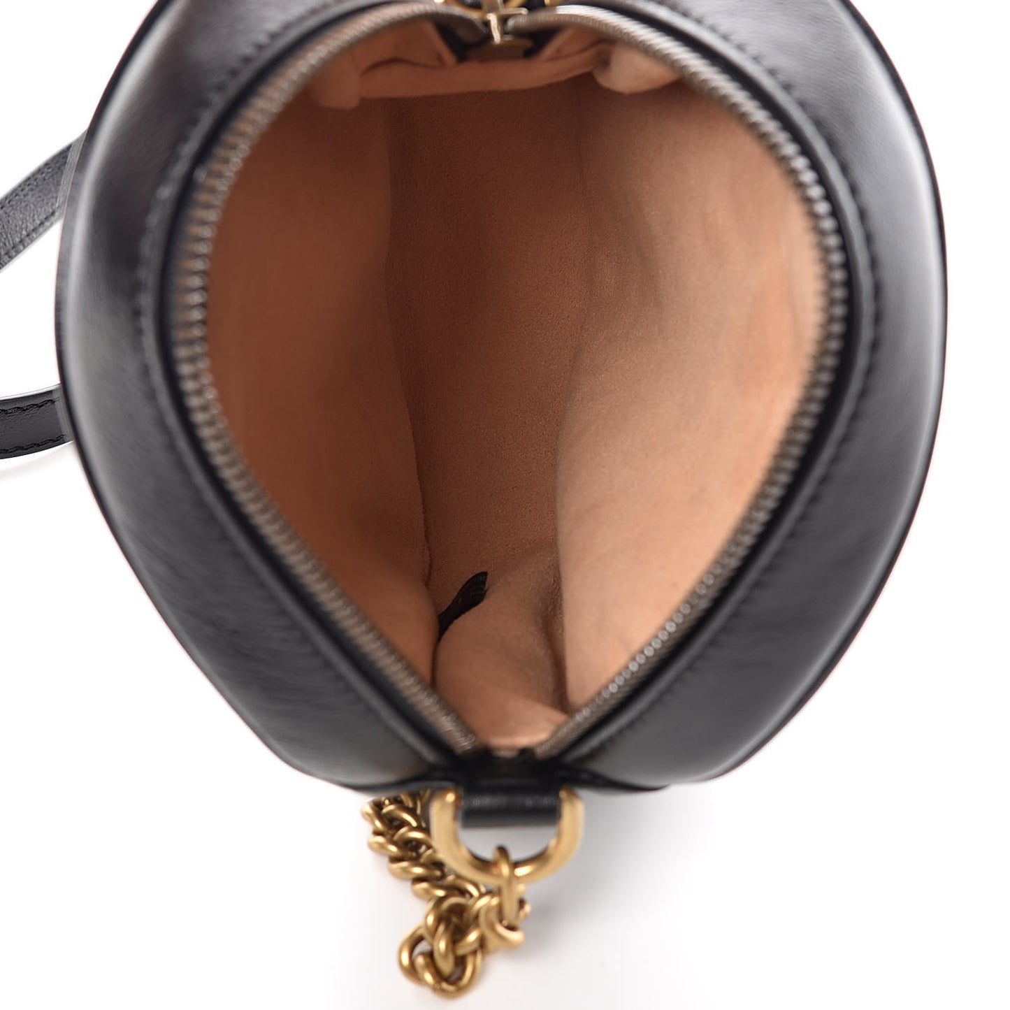 Azalea Calfskin Matelasse Heart Mini GG Marmont Round Shoulder Bag Black